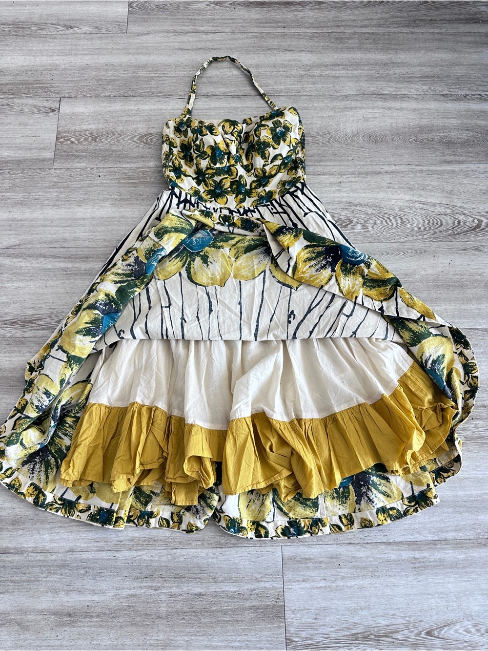 Anthropologie 100% Cotton Girls From Savory Floral Halter Mídi Dress Size - Picture 7 of 16